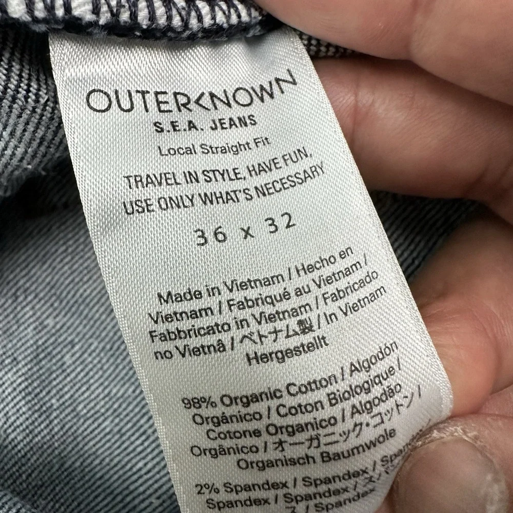 Outerknown SEA Local Straight Fit Jeans Men 36x32 Blue Medium Wash Denim Stretch
